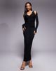 TFNC TFNC long sleeve shoulder cut out open back maxi dress in black - 1