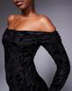 TFNC TFNC off shoulder long sleeve mini dress in black velvet burn out - 4
