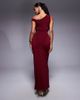 TFNC TFNC one shoulder midaxi dress with thigh slit in cherry-pink - 2