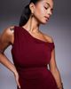 TFNC TFNC one shoulder midaxi dress with thigh slit in cherry-pink - 3