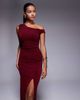 TFNC TFNC one shoulder midaxi dress with thigh slit in cherry-pink - 4