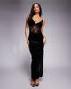 TFNC TFNC plunge neck maxi dress with lace insert in black velvet - 1