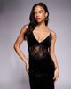 TFNC TFNC plunge neck maxi dress with lace insert in black velvet - 2