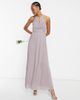 TFNC TFNC Plus bridesmaid pleated wrap detail maxi dress in gray-Grey - 1