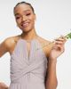 TFNC TFNC Plus bridesmaid pleated wrap detail maxi dress in gray-Grey - 3