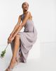 TFNC TFNC Plus bridesmaid pleated wrap detail maxi dress in gray-Grey - 4