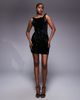 TFNC TFNC premium mini dress with v-back and shoulder bows in black sequin - 3