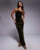 TFNC TFNC ruched one-shoulder maxi dress in olive green velvet - 1