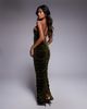 TFNC TFNC ruched one-shoulder maxi dress in olive green velvet - 2