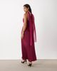 TFNC TFNC satin bust chiffon scarf detail maxi dress in raspberry-pink - 3