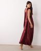 TFNC TFNC satin one shoulder cowl neck scarf detail maxi dress in burgundy-RED - 3