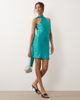 TFNC TFNC satin scarf detail mini dress in teal-Blue - 1