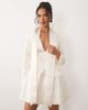 TFNC TFNC satin scarf detail v neck with shoulder pad detail mini dress in ivory-White - 1
