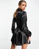 TFNC TFNC satin wrap mini dress in black - 4