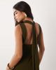 TFNC TFNC slinky high neck chiffon scarf detail maxi dress in olive-Green - 3
