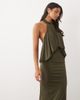 TFNC TFNC slinky high neck halter detail open back maxi dress in olive-Green - 2
