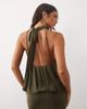 TFNC TFNC slinky high neck halter detail open back maxi dress in olive-Green - 3
