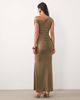 TFNC TFNC slinky one shoulder draped knot detail maxi dress in mocha-Brown - 4