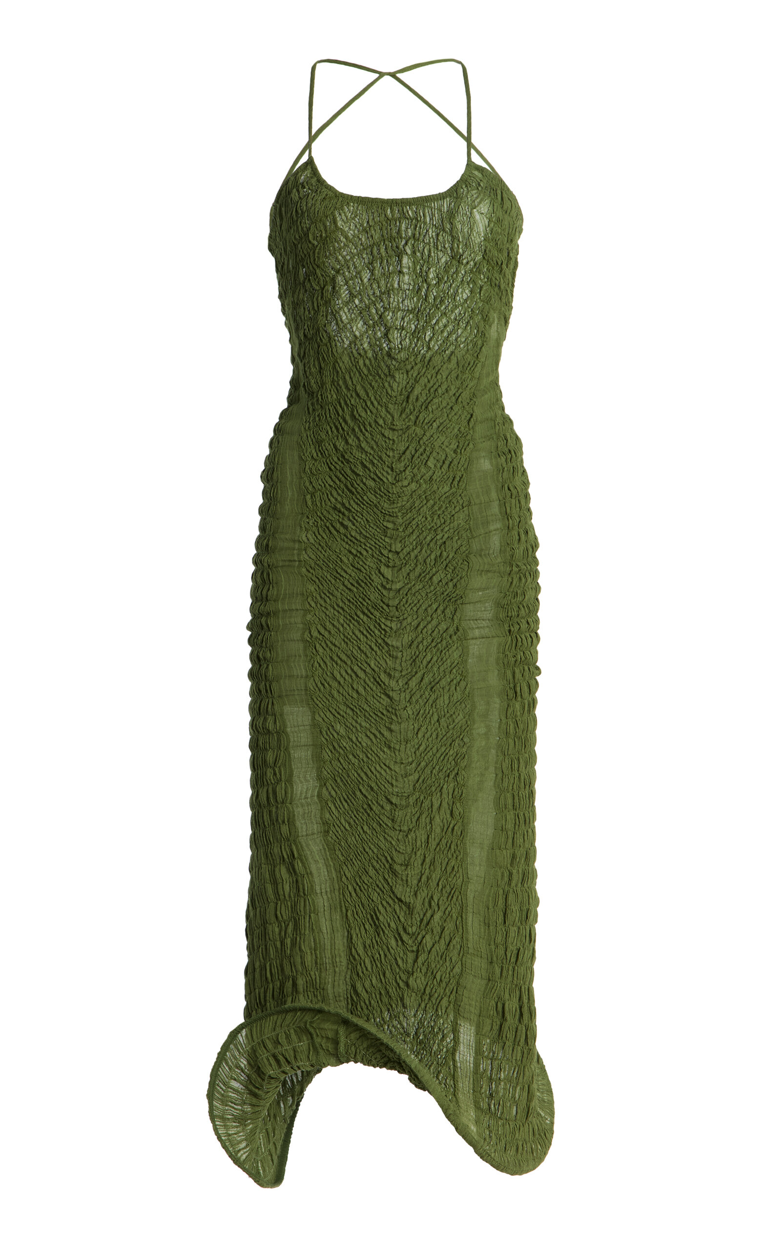 TG Botanical TG Botanical Wendy Shirred Cotton Midi Dress Green XS