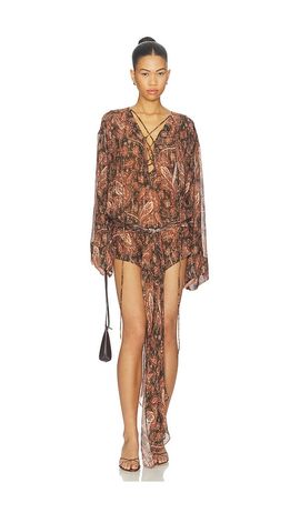 The Andamane The Andamane Indira Lace Up Wrapped Mini Dress