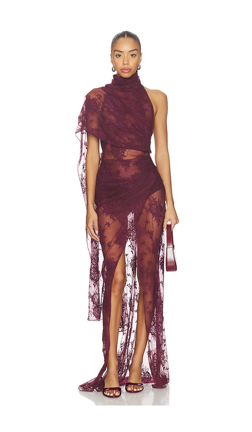 The Andamane - Waverly Lace Maxi Cape-effect Maxi Dress