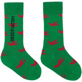The Animals Observatory The Animals Observatory Kids Green 'Birds Green Worm' Socks