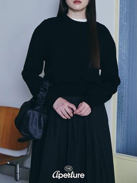 The Aperture 50s Round Neck Wool Crop Top [Black] (TA5151A025)