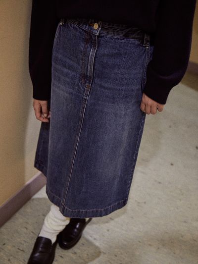 The Aperture 70s School Denim Skirt_Blue