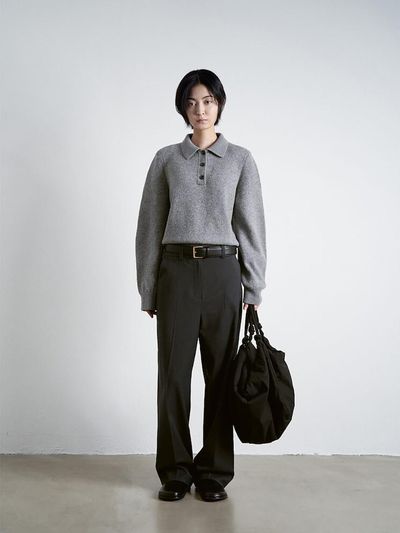 The Aperture Classic Straight Cut High Rise Pants [Grey] (TA4X21A013)