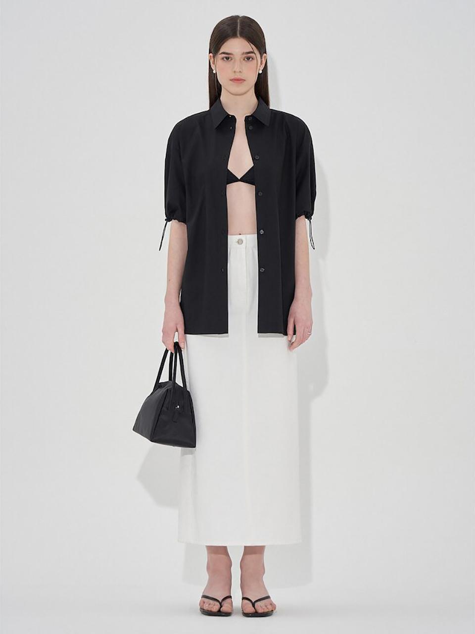 The Aperture Cotton String Blouse_Black