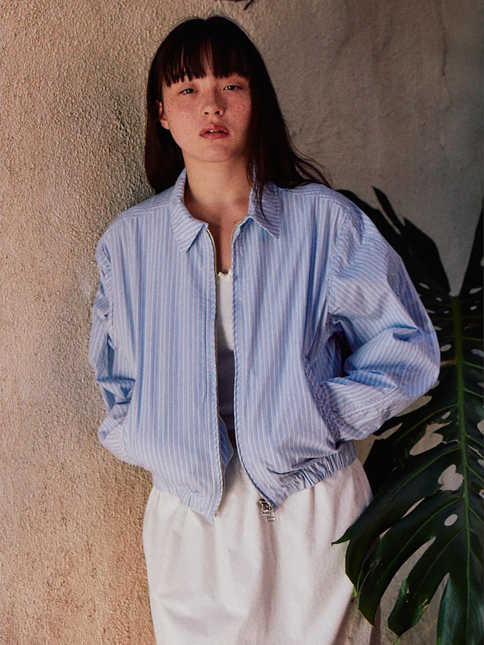 The Aperture Cotton Stripe Blouson Blazer [Blue] (TA5411A03P)