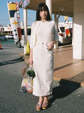The Aperture H Line Denim Skirt [Ivory] (TA5427A070)
