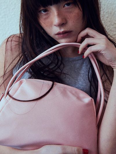 The Aperture Square Nylon Diagonal Handle Bag [Pink] (TA45D4A03X)
