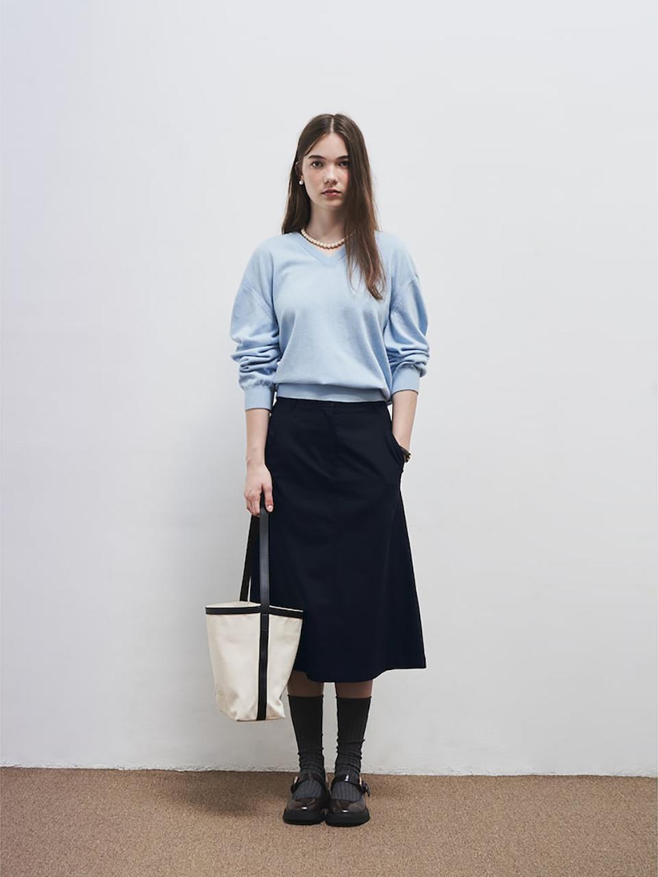 The Aperture V neck Sweater Sky Blue