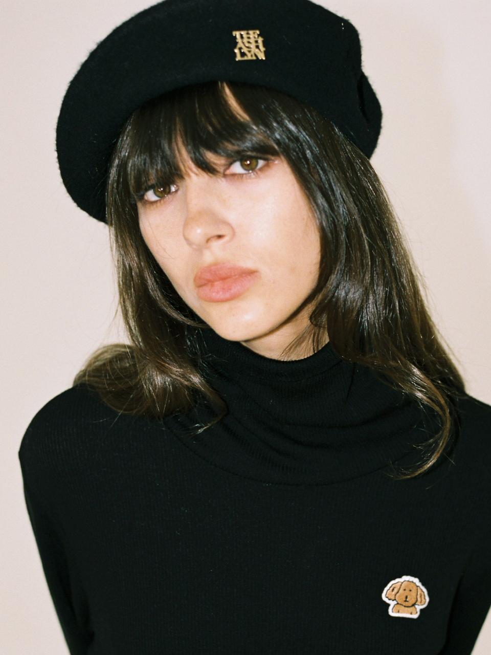 THE ASHLYNN Gloria Logo Wool Beret Hat_Black