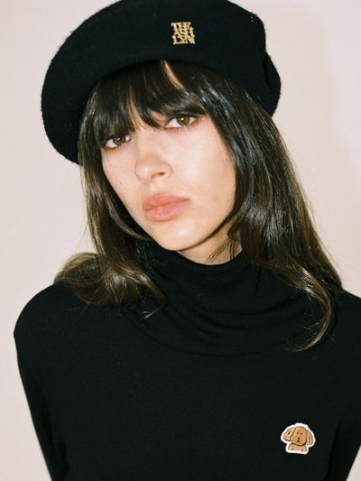 THE ASHLYNN Gloria Logo Wool Beret Hat_Black