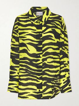 THE ATTICO Asymmetric animal-print cotton shirt