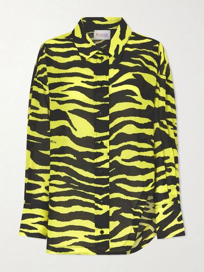 THE ATTICO Asymmetric animal-print cotton shirt