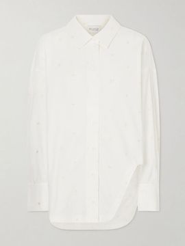 THE ATTICO Asymmetric embroidered cotton-blend shirt
