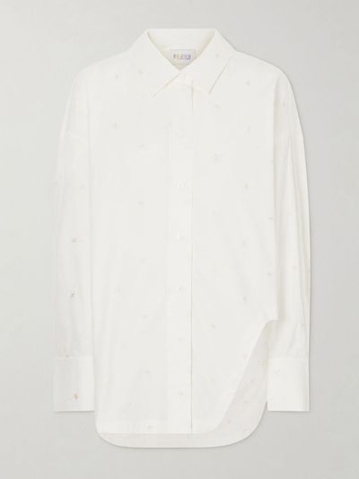 The Attico Asymmetric Embroidered Cotton-Blend Shirt