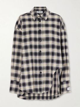 THE ATTICO Checked cotton-poplin shirt