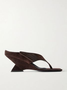 THE ATTICO Cheope 65 suede wedge thong sandals