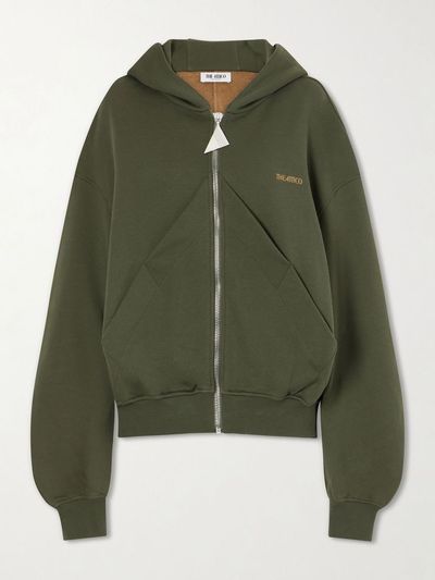 THE ATTICO Cotton-jersey zip-up hoodie