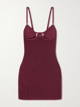 THE ATTICO Crochet cotton-blend mini dress