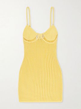THE ATTICO Crocheted cotton-blend mini dress