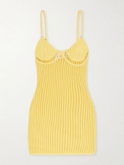 THE ATTICO Crocheted cotton-blend mini dress