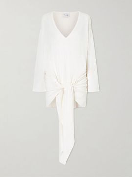 THE ATTICO Knotted perforated jersey mini dress
