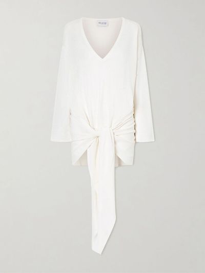 THE ATTICO Knotted perforated jersey mini dress