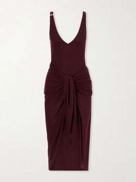 THE ATTICO Knotted ribbed Lyocell midi dress