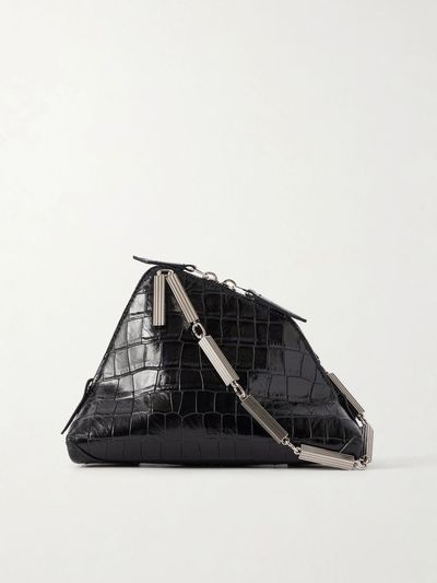 The Attico La Scala Asymmetric Croc-Effect Leather Clutch